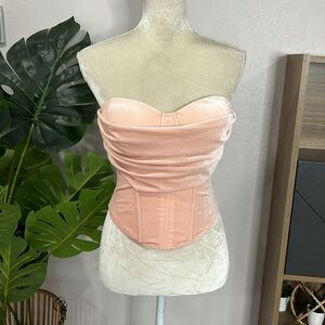 nwt // Jluxlabel Velvet Cropped Strapless Corset Top